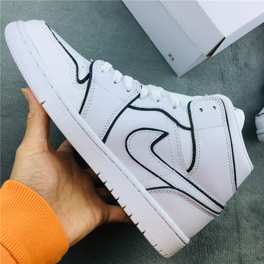 New 2020 Air Jordan 1 GS Mid SE WMNS 3M White Black - Click Image to Close